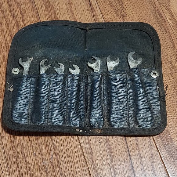 Antique CORNWELL 7-Piece OPEN END WRENCH SET in Pouch rare - Picture 1 of 16